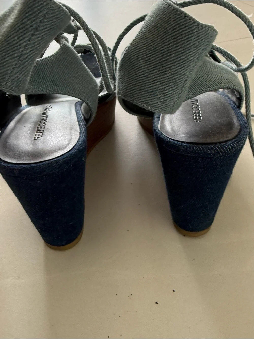 Rebecca Minkoff Light Blue Denim Lace-Up Platform Wedge